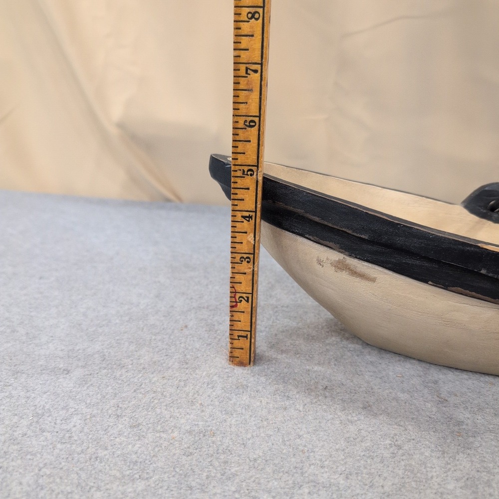 Vintage Style Wooden Rowboat Model Decorative Nautical Accent with Oars - Picture 7 of 8